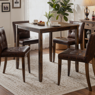 Sunvega Walnut Square Wood Dining Table for Kitchen with Counter Height and Tapered Legs