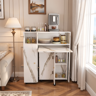 Sunvega Multifunctional Folding Dining Table with Wall-Mounted Sideboard and Storage
