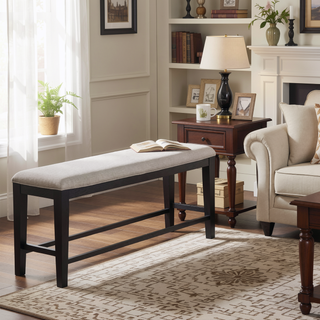 Sunvega Counter Height Bench with Upholstered Seat and Wood Frame for Kitchen or Bedroom