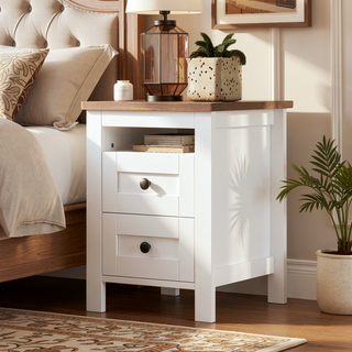 Sunvega Full Size Farmhouse Platform Bed with Double Sliding Barn Door and Charging Station