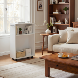 Sunvega Compact Rolling Cart with Open Shelves and Durable Casters in White