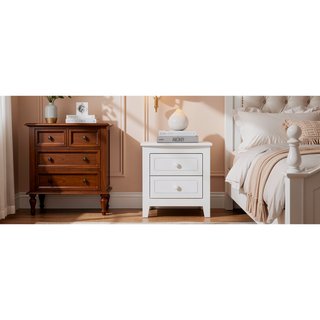 Sunvega Retro Style Solid Wood Platform Bed Frame with Slat Support for Full Size Mattress