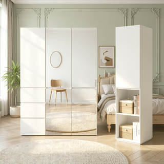 Sunvega Modular Wood Closet Cabinet with Drawers and Ample Storage in Warm White