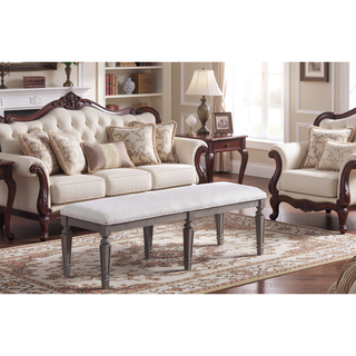Sunvega Light Grey Contemporary Style Cushion Seat Dining Bench for Comfort