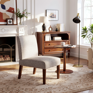 Sunvega Contemporary Accent Chair Set of 2 with Round Wood Table for Bedroom