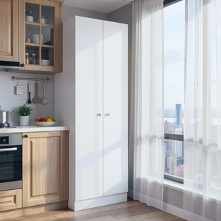 Sunvega Five Shelves Multistorage Pantry Cabinet with Double Door for Kitchen