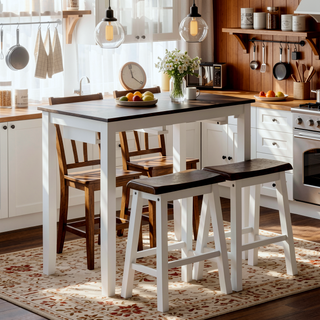 Sunvega Industrial Bar Table and Chairs Set with 2 Stools for Kitchen Dining Room