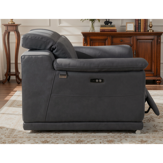 Sunvega Genuine Italian Leather Power Recliner Chair with USB Charger