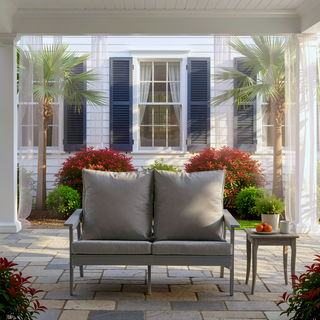 Sunvega Patio Loveseat Sofa 2-Seater with Olefin Cushions and Stainless Steel Hardware