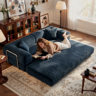 Sunvega Modular Sectional Sofa Bed with Pillow Back Support Armrest in Corduroy Fabric