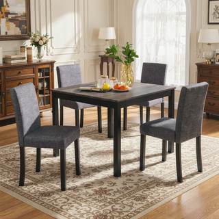 Sunvega Modern 5-Piece Dining Table Set with Upholstered Chairs for Kitchen and Dining Room