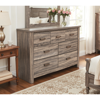 Sunvega Gray Oak Wood Dresser with a 59 x 16 x 36 Inch Dimension