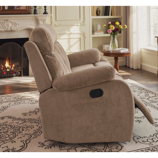 Sunvega Transitional Microfiber Fabric Sofa with Lumbar Support and Stainless Steel Base