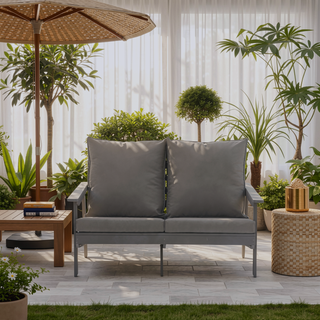 Sunvega Patio Loveseat Sofa 2-Seater with Olefin Cushions and Stainless Steel Hardware