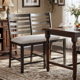 Sunvega Classic Style Dark Espresso Finish Upholstered Wooden Dining Bench