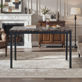 Sunvega Faux Marble Top Metal Frame Dinette Table with Exceptional Durability