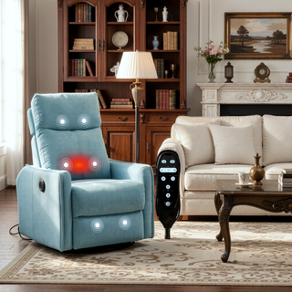 Sunvega Fabric Swivel Rocker Recliner Chair with Massage and Lumbar Heat for Living Room