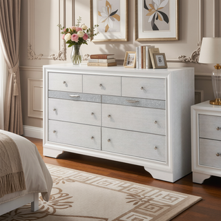 Sunvega Chic Nightstand with Textured Surface and Jewelry Drawer for Bedroom