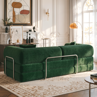 Sunvega Modular Sectional Sofa Bed with Pillow Back Support Armrest in Corduroy Fabric