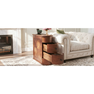 Sunvega American Style End Table with Charging Station and 2 Drawers