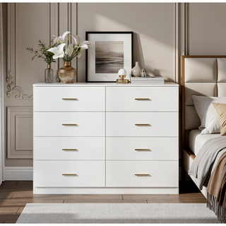 Sunvega Modern 8-Drawer Dresser with Golden Handles for Bedroom Ample Storage