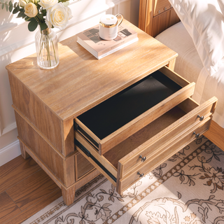 Sunvega Hazel 3-Drawer Nightstand with Felt Lined Drawers and Pewter Hardware