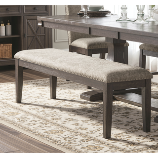 Sunvega Traditional Style Wood Framed Bench with Nailhead Trim and Rustic Brown Finish
