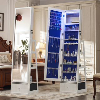 Sunvega Jewelry Cabinet Armoire with Full Length Mirror and Lockable Storage