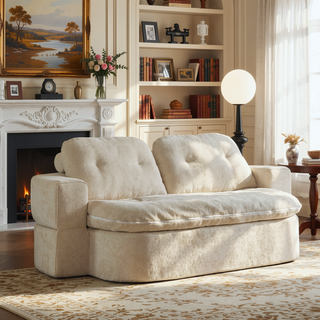 Sunvega Modern Corduroy Convertible Sofa Bed with Pillows and Quilt for Living Room
