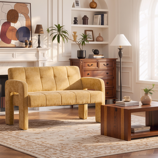 Sunvega Nordic Modern Upholstered Sofa with Dual Armrests for Living Room and Bedroom