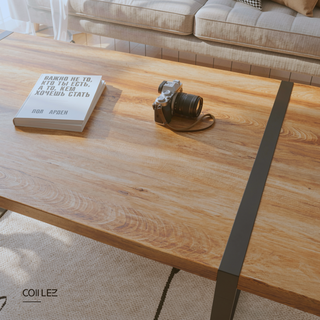 Sunvega Modern Industrial Dining Table with MDF Wood Top and Metal Legs for 4-6 People