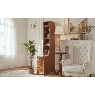Sunvega American Style End Table with Charging Station Drawers and Arc Design