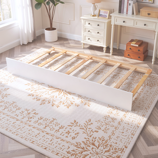 Sunvega Twin Bed Frame with Trundle and Headboard for Small Bedroom Space Saving