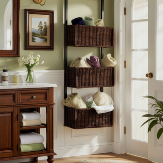 Sunvega Over-The-Door 3-Tier Woven Basket Storage Unit for Craft Room