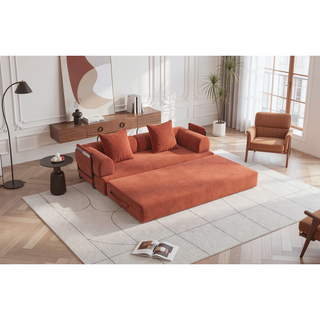 Sunvega Foldable Compressible Sofa with Metal Frame and Cushions for Small Spaces