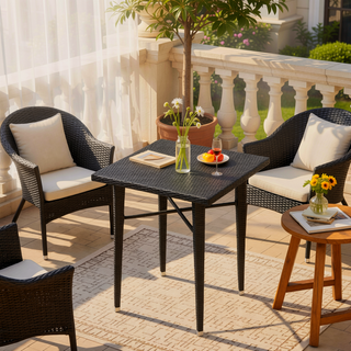 Sunvega All Weather Wicker and Iron Frame 32.5 Inch Square Bar Table