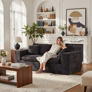 Sunvega Modern Chenille Cloud Sofa with High-Density Sponge Filling for Living Room