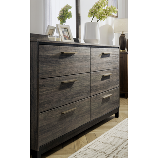 Sunvega Antique Grey Finish Wood King Bed Set with Dresser Mirror Nightstand Chest