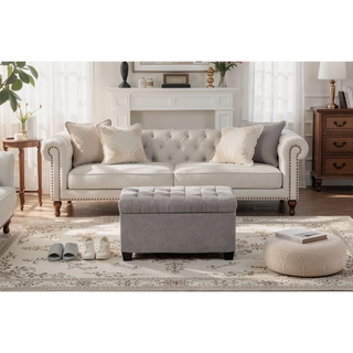Sunvega Storage Ottoman Bench with Legs for Living Room Bedroom Entryway