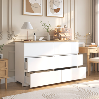 Sunvega 6 Drawer Storage Cabinet with Handless Design for Bedroom Hallway Living Room