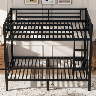 Sunvega Metal Full over Full Bunk Bed for Teens and Adults with Noise Reduction and Storage
