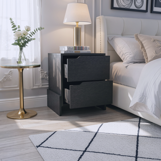 Sunvega Classic White Nightstand with Spacious Drawer and Open Shelf for Bedroom
