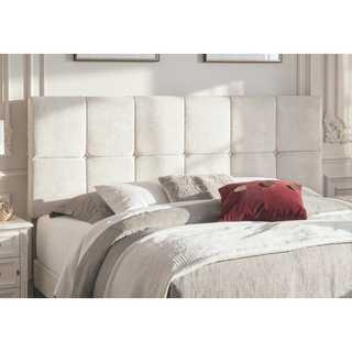 Sunvega Beige Linen Look Upholstered Queen Bed Frame with Button Tufted Headboard