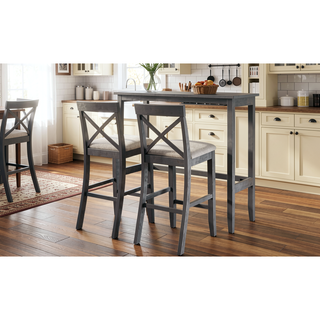 Sunvega 48" Rectangular Wood Bar Height Dining Table Set with 2 Chairs for Kitchen Breakfast Nook