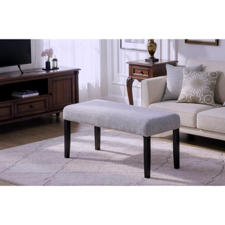 Sunvega Modern Charcoal Upholstered Dining Bench with Soft Fabric and Wooden Legs
