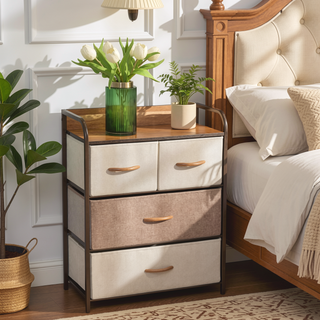 Sunvega 5-Drawer Foldable Storage Dresser with Fabric Drawers and Steel Frame
