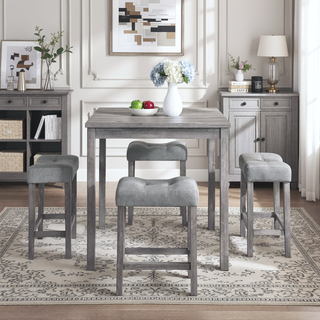 Sunvega 5 Piece Industrial Dining Table Set with Bar Stools for Living Room
