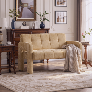 Sunvega Nordic Modern Upholstered Sofa with Dual Armrests for Living Room and Bedroom