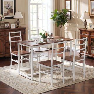 Sunvega Industrial Style Five-Piece Table and Chair Set with Backrest for Various Scenarios