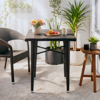 Sunvega All Weather Wicker and Iron Frame 32.5 Inch Square Bar Table